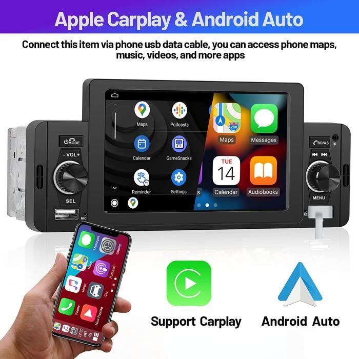 Hikity Autoradio 1 Din Avec CarPlay/Android Auto Sans Fil - Écran Tactile 6,86", Bluetooth, Caméra De Recul Incluse