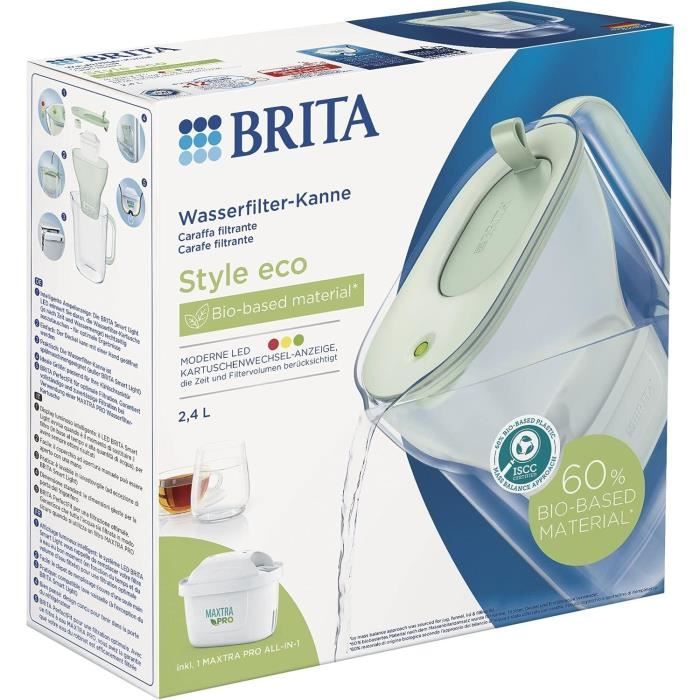 BRITA - Carafe filtrante durable - Style Eco Cool - Vert - 2,4 l +