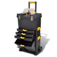 Trolley à outils - Servante - Valise de rangement Servante d’Atelier Armoires à outils Noir et jaune-2