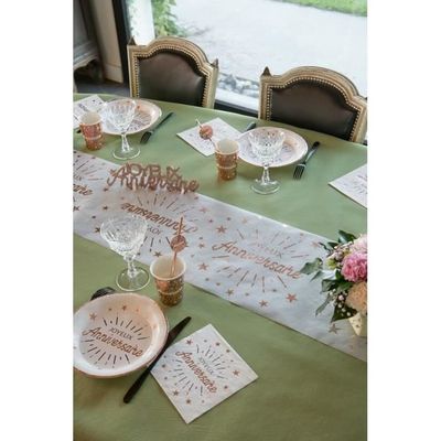 UOCAI Chemin De Table Anniversaire 60 Ans Or Blanc 28cm X 10m - Décoration Table Découpable