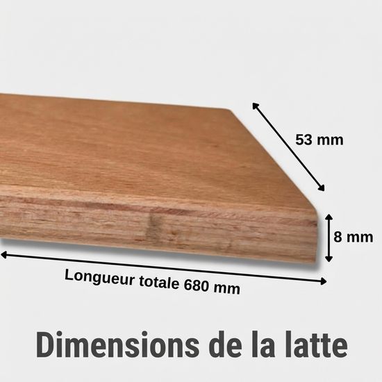 Lot De 10 Lattes Pour Sommier 140x190 – Bois Hêtre 7 Plis, 680x48x8 Mm – Pour Clic-clac, BZ, Sommiers à Lattes