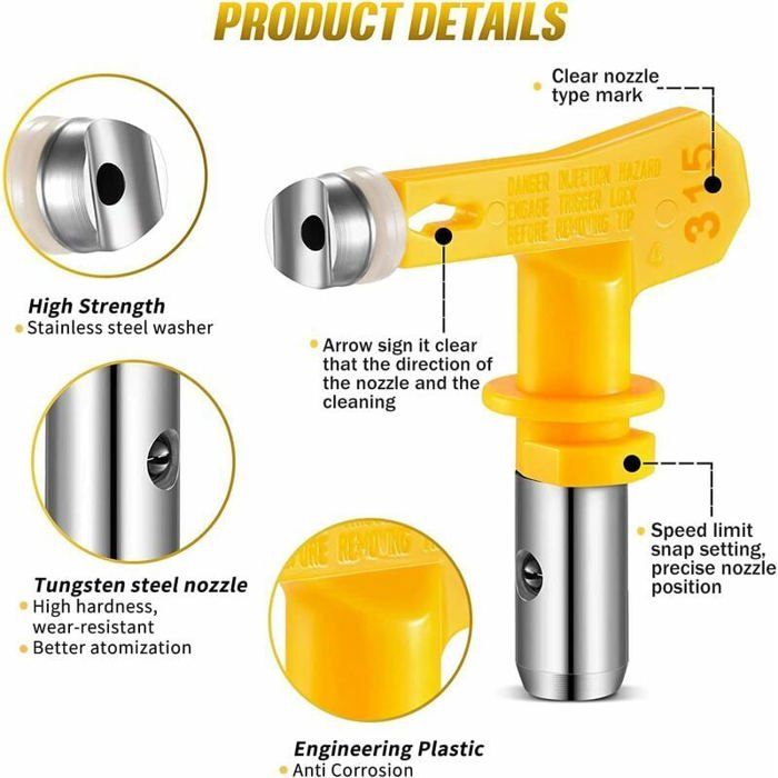 Tuyau Airless 15 M 1/4" - Pression Max 3300 Psi, Jaune - Pour Pistolet à Peinture, Pulvérisation