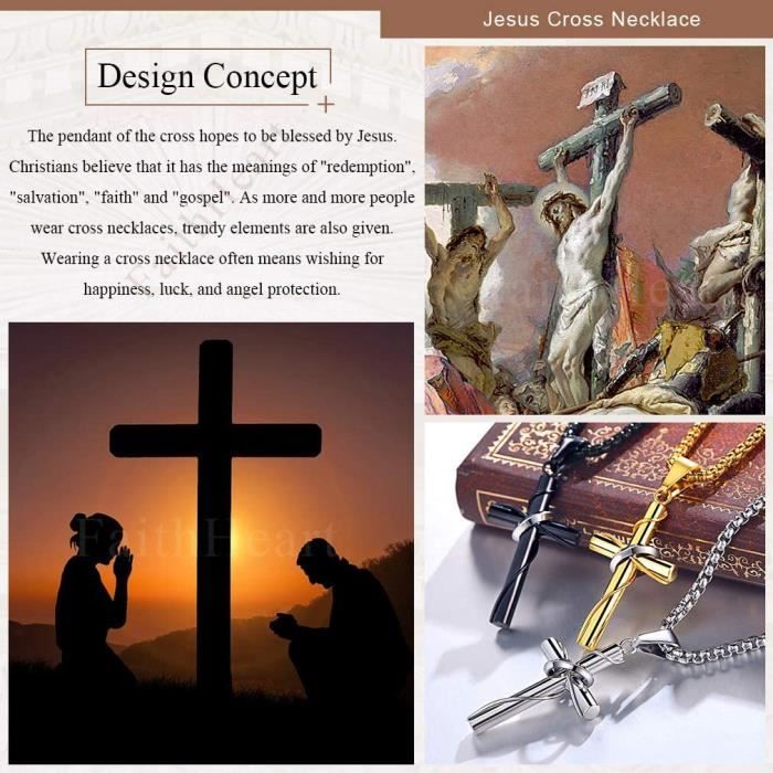 Bijou Chrétien Unisexe JeweBella Collier Croix Chrétienne Homme Femm Pendentif Croix En Argent Collier Homme Femme 50 Cm