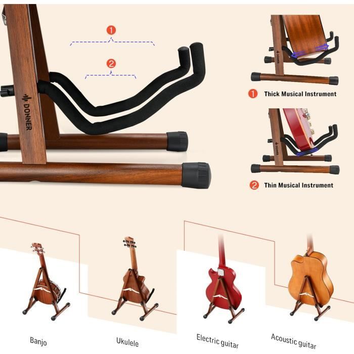 Dekltus Support De Guitare Multifonction à 5 Positions, Universel, Portable, Multi-places, Pour Acoustique, Guitare électrique, Basse Acoustique, Cadeau