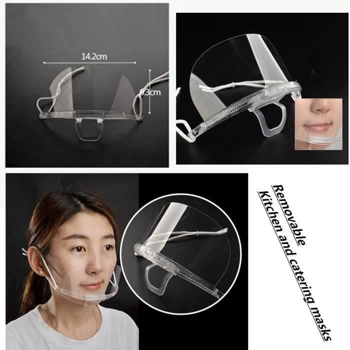 20 Masques Plastique Anti-buée Pour Chefs De Cuisine - Transparent, Couvre Nez Et Bouche - Hygiène Restaurant