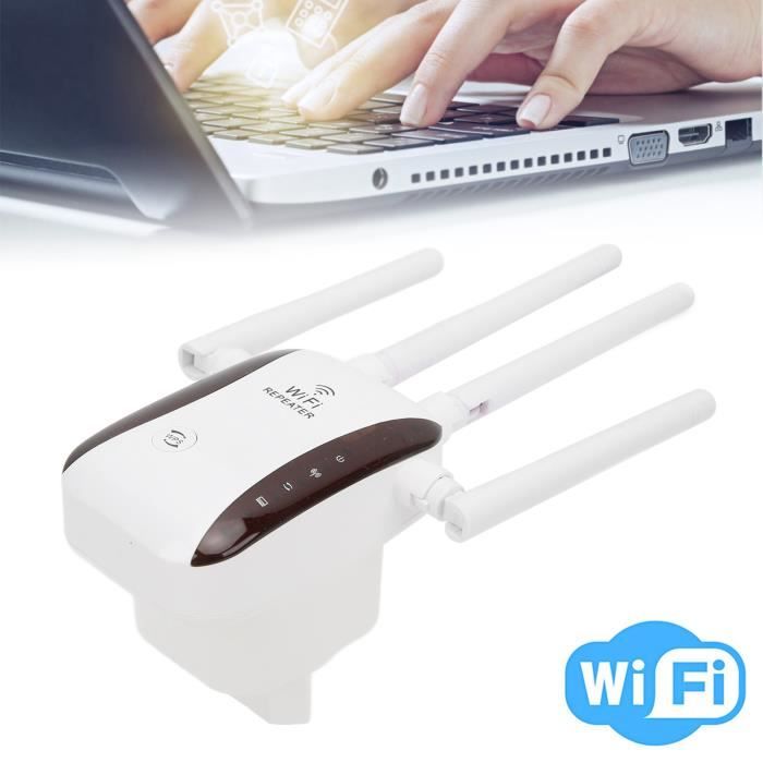 Répéteur WiFi PIX-Link 4 Antennes - Amplificateur Signal 2,4 GHz 300 Mbps - Portée Jusqu'à 50 M - Compatible WPS