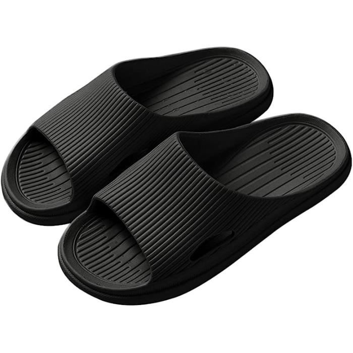 Claquette Unisexe de Plage Respirante Noir