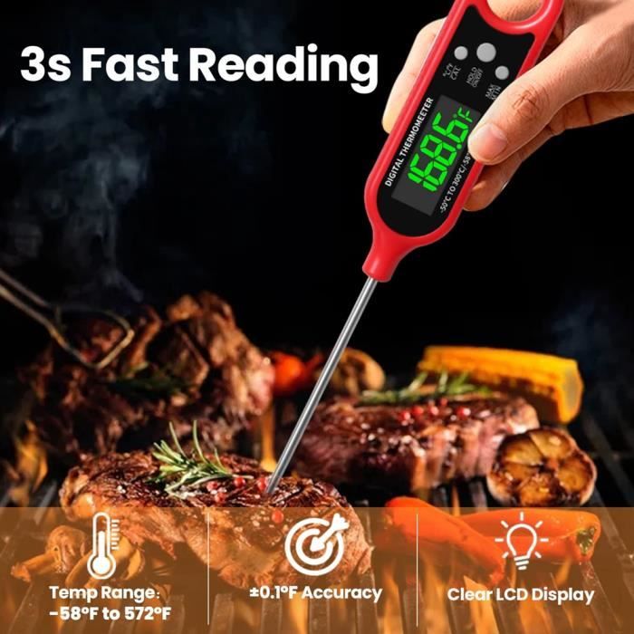 Thermomètre de cuisine Thermomètre à eau numérique à lecture immédiate  Thermomètre à viande avec longue sonde pour boîte