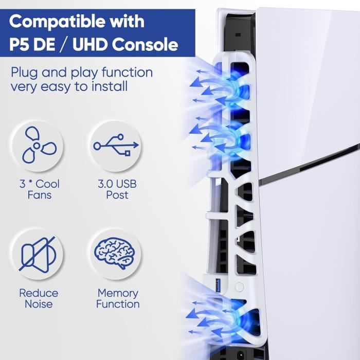 Ventilateur de refroidissement pour PS5 Slim,avec port USB