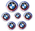 KIT 7 Badge LOGO Embleme BMW Édition 50e Anniversaire Capot 82mm+ Coffre 74mm +Volant + 4 X Cache Moyeu 68mm-3