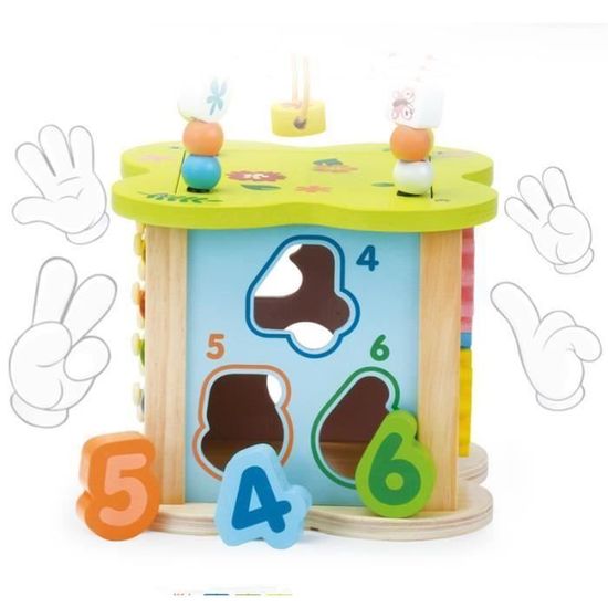 Cube De Bois D Activite 6 En 1 Bebe Jouets Multi Usage De Jouets Labyrinthe De Perles Cadeaux Pour Enfants T084c Cdiscount Jeux Jouets