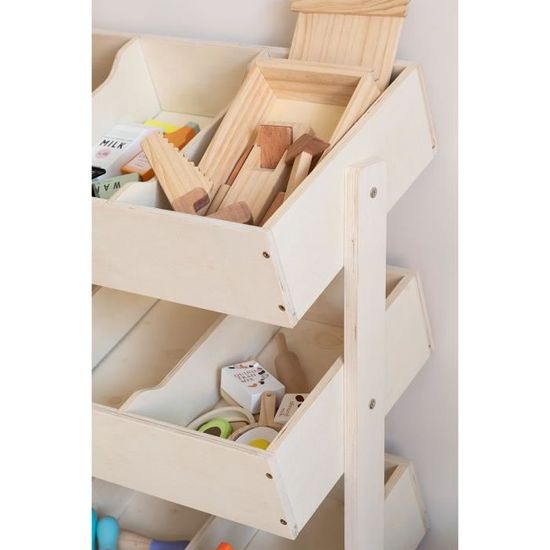 sklum armoire de rangement de jouets pour enfants en bois yerai bois naturel cdiscount maison