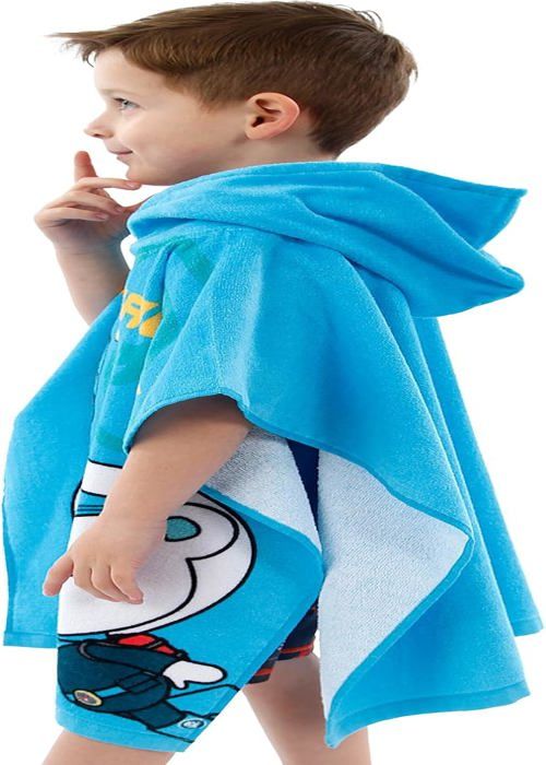 Poncho Serviette Octonauts Enfant - Serviette De Plage à Capuche 100% Coton - Taille Unique 2-8 Ans - Bleu