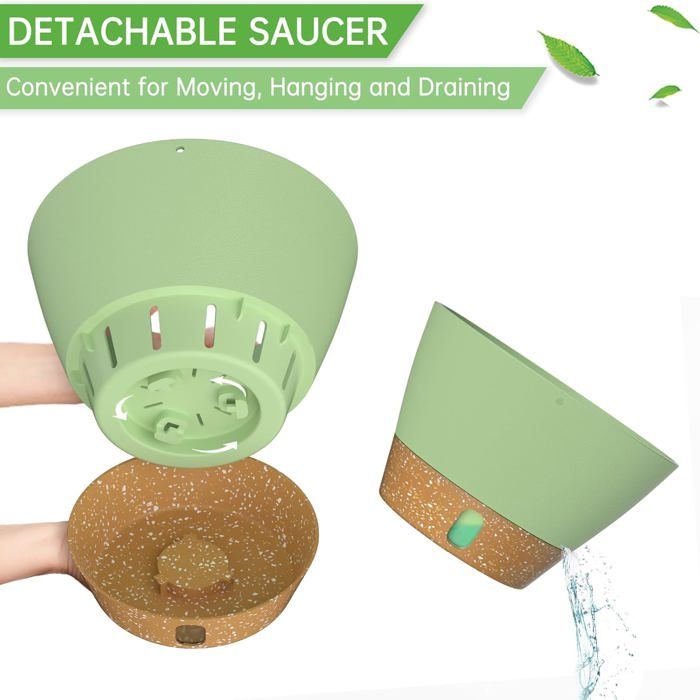 ZMTECH Pots De Fleurs Auto-irrigants De 30 Cm Avec Trous De Drainage