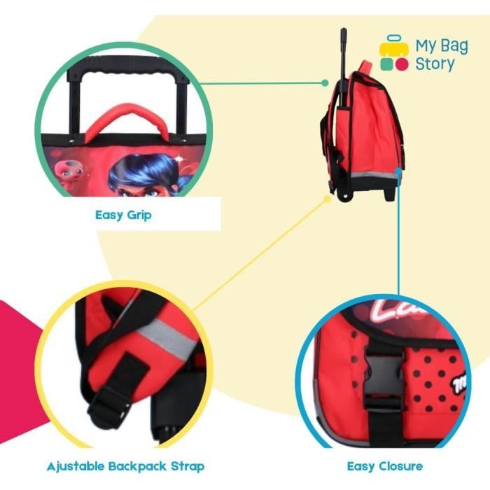 Cartable Roulettes Trolley Miraculous Enfant Ecole