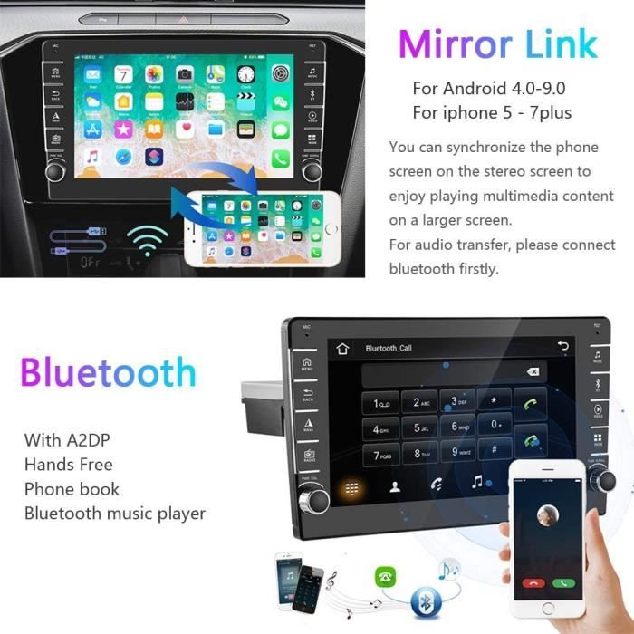 Acheter Podofo 1 Din Autoradio Universel 6.9″ Auto Android Player Support  WIFI GPS Rétroviseur Lien Commande Au Volant BT FM avec Caméra Arrière 4IR