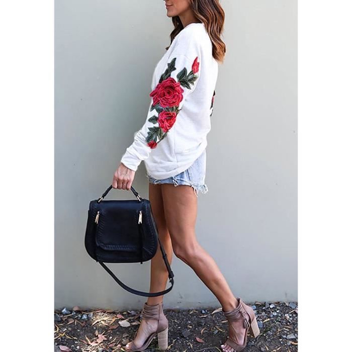 XSIDE Sweat-Shirt Épais pour Femmes Surdimensionné à Col Rond Imprimé Snoopy -W3HB28Z8-RFC - LC