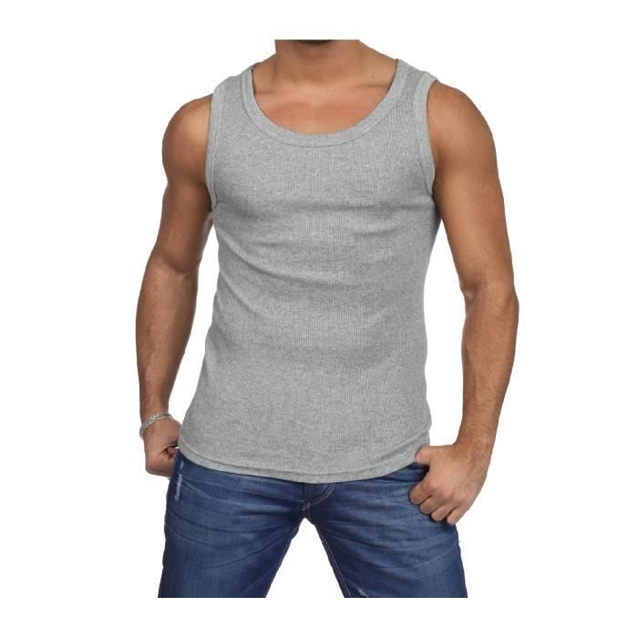 G.T.I. 1 Debardeurs homme 100 coton Marcel homme maillot de corps Gris