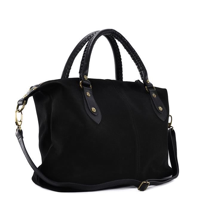 Sac a main nubuck noir discount