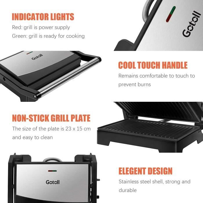 Grill Électrique Ufesa Teide 1600W - Panini, Viande, Poisson, Légumes - Ouverture 180°