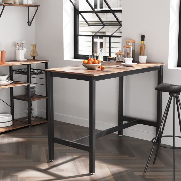 Table De Bar Industriel Vintage - Métal Noir - 100x100x100 Cm - En Kit