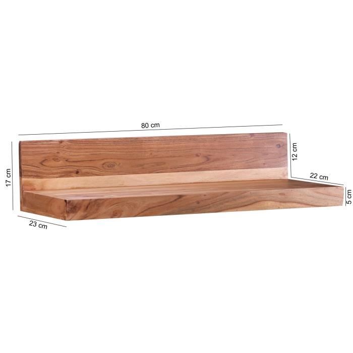 Étagère Murale LAMO En Frêne Massif 60cm - Style Moderne, Pour Plateau Ou Rebord, Neuf En Boîte