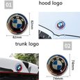 KIT 7 Badge LOGO Embleme BMW Édition 50e Anniversaire Capot 82mm+ Coffre 74mm +Volant + 4 X Cache Moyeu 68mm-4