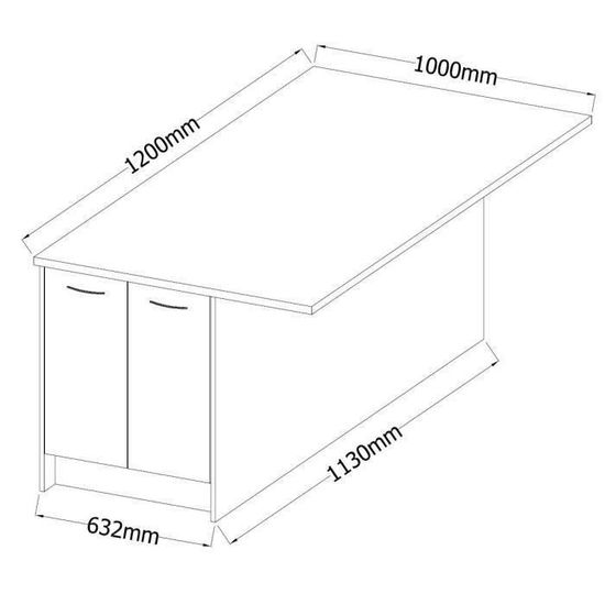 Ultra Ilot Central L 100 Cm Avec Plan De Travail Decor Chene
