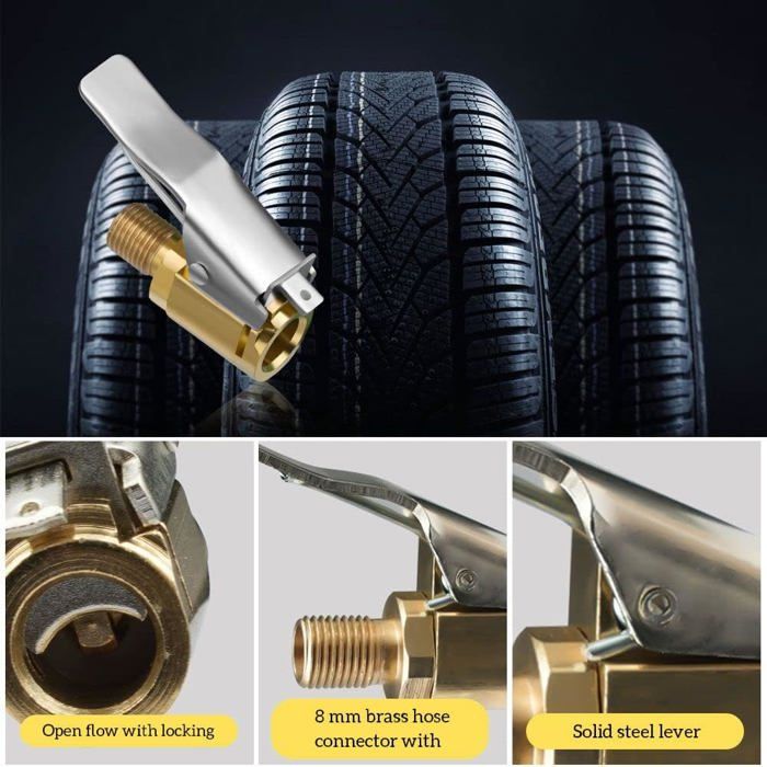 2 Adaptateurs Valve Pneu En Laiton - Avec Soupape De Décharge, Pression Jusqu'à 25 Kg, Pour Tubes 8 Mm