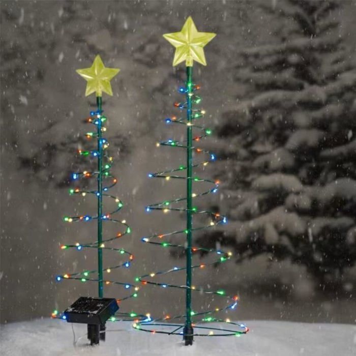 Lot De 2 Sapins De Noël Artificiels Avec éclairage LED - 76 Cm - Résistants Au Gel, Pour Extérieur (jardin, Terrasse)