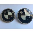 2 X LOGO EMBLEME BMW NOIR / BLANC STANDARD 1 X 74MM + 1X 82 MM DE DIAMETRE POUR CAPOT ET COFFRE-0