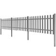 clôture avec poteaux 3 pcs 6 m longueur 60 cm hauteur WPC Gris-0