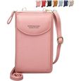 Petit sac à bandoulière pour femme, portefeuille mobile avec fente pour carte de crédit Yolistar (rose)-0