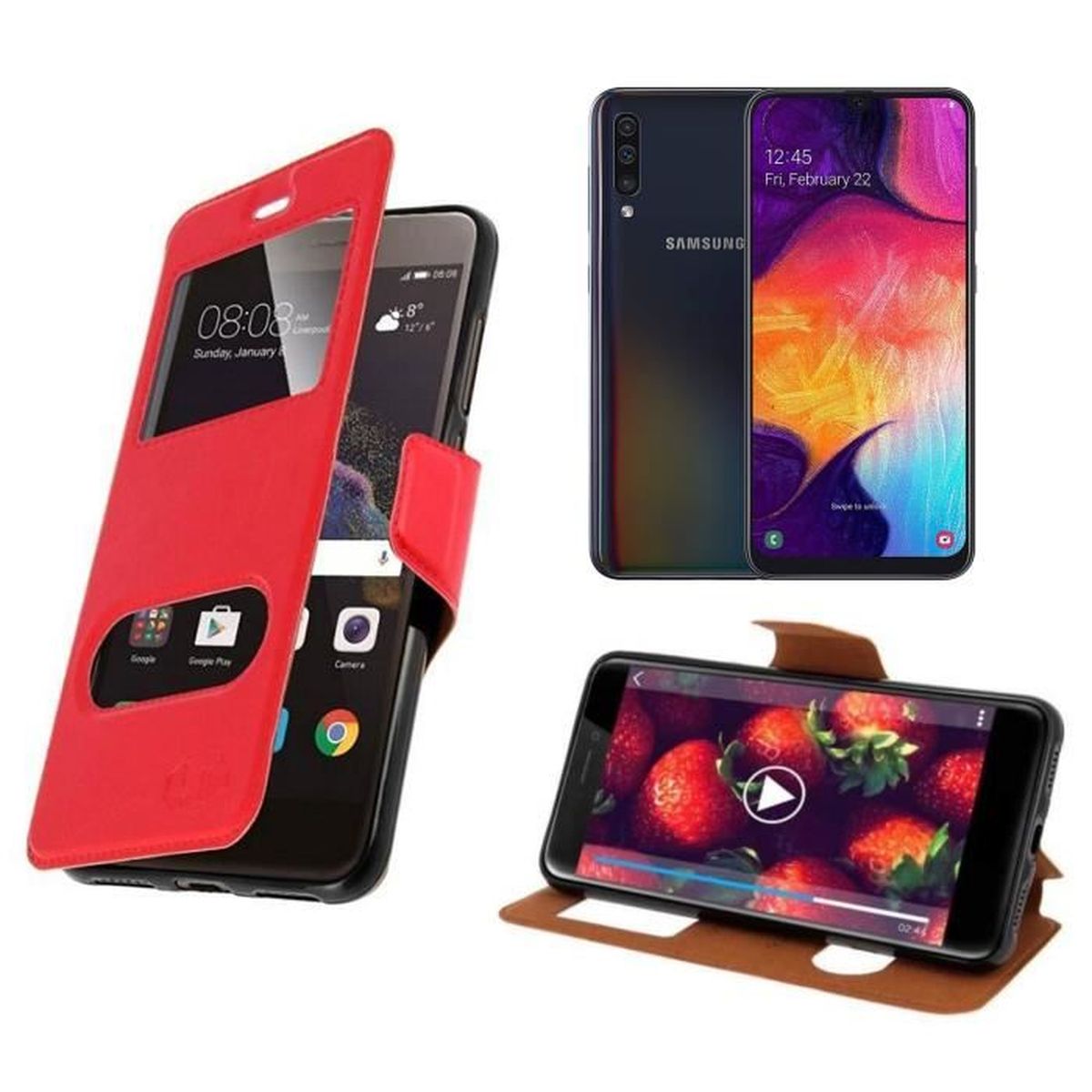 coque samsung a50 rouge matte