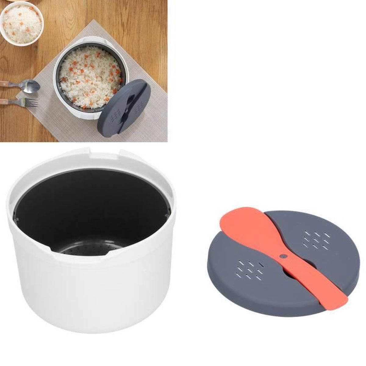 Cuit-vapeur Micro-ondes Pour Riz, Légumes Et Pâtes – Pot Pression Rouge 2,5L