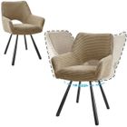 WAFTING Lot de 2 Chaises de Salle à Manger, Fauteuil Pivotantes avec Accoudoirs, Rembourrées avec Dossier en Velours,Marron