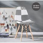 LIFE INTERIORS Lot de 6 Chaises en Tissu Patchwork et Métal Noir - Noir & Blanc