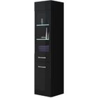BRAND Armoire de rangement de Rio Hauteur : 131 cm Noir brillant - Meuble de rangement haut placard meuble de salle de bain