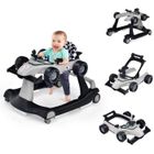 4 en 1 Trotteur Bébé Pliable COSTWAY-Hauteur et Vitesse Réglables-Boîte à Musique avec Lumière-6-18 Mois-Roues Silencieuses-Gris