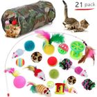 BOROFONE Jouets pour Chats - Multicoloré - 21 pièces - Plume - Tissu - Cadeau Noël