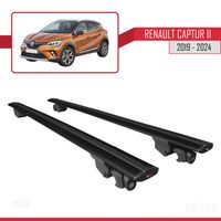 Compatible avec Renault Captur II 2019-2024 HOOK Barres de Toit Railing Porte-Bagages de voiture Avec verrouillable Alu NOIR