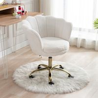 Wahson Chaise de bureau pivotante en Fausse Fourrure Fauteuil de Bureau réglable en hauteur Chaise pour chambre-coiffeuse (Blanc)