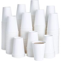 Tasse à café en papier jetable de 9oz 250ml,  Tasse à boisson chaude/froide, Convient pour les fêtes, Les pique-niques, 200Pcs，Blanc