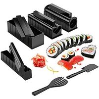 10PCS Kit Sush Maki Complet, Cuisine Machine Sushi Maker Ustensiles avec Couteau + Tapis Rouleaux
