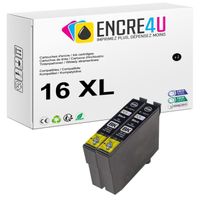 16XL ENCRE4U - Lot de 2 cartouches NOIR compatibles avec EPSON 16 T16 XL T16XL - Dispo aussi à l'unité Cyan Magenta Jaune ou par Lot