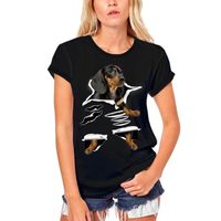 Femme Tee-Shirt Bio Chien Teckel – Dachshund Dog – T-Shirt Vintage Noir