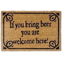 Relaxdays Paillasson en fibres de coco inscription anglais "si tu amènes une bière tu es bienvenu" tapis de sol Lxl: 60 x 40 cm