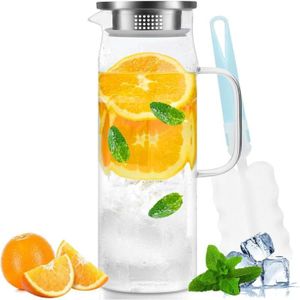 Carafe En Verre 2.5 Litres Avec Couvercle - Pichet Résistant à La Chaleur Pour Boissons Chaudes Et Froides