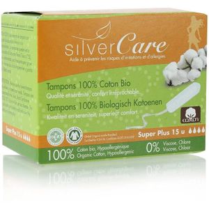 TAMPON HYGIÉNIQUE Serviettes hygièniques Tampon Super plus sans applicateur - 100% coton bio - Silvercare 145534