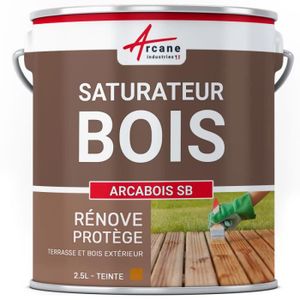 TRAITEMENT SOLS BOIS Saturateur Bois pour terrasse, bardage extérieur : ARCABOIS SB  Pin d'oregon (teinte orangé) - 2.5L (jusqu a 12.5m²)